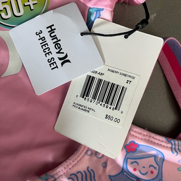 | NWT | Hurley 3-piece bathing suit set size 2T with toddler size 5 sandals - Picture 4 of 8